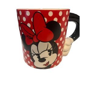 Disney Minnie Mouse Ceramic Coffee Mug 20 Oz Cup Black Red and White Polka Dots